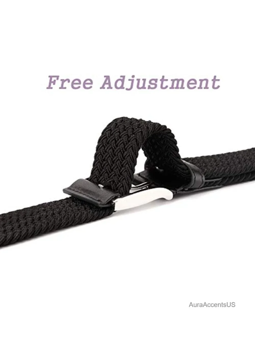 Stretch Woven Canvas Belts for Men Women 2 Pack Adjustable No Hole Braided Belt